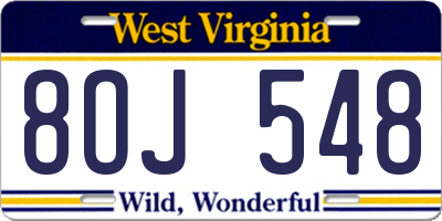 WV license plate 8OJ548
