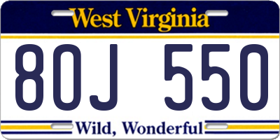 WV license plate 8OJ550