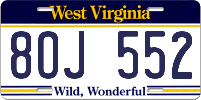 WV license plate 8OJ552