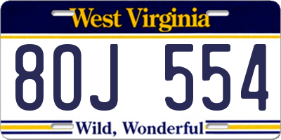 WV license plate 8OJ554