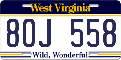 WV license plate 8OJ558