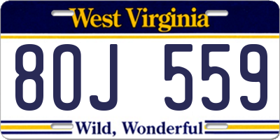 WV license plate 8OJ559