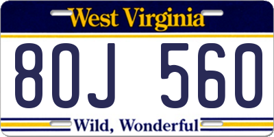 WV license plate 8OJ560