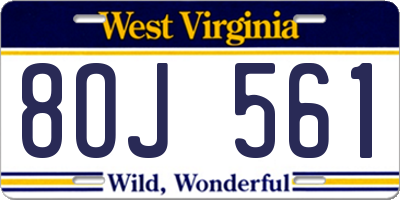 WV license plate 8OJ561