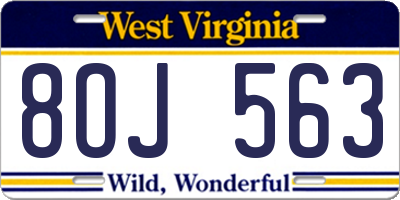 WV license plate 8OJ563