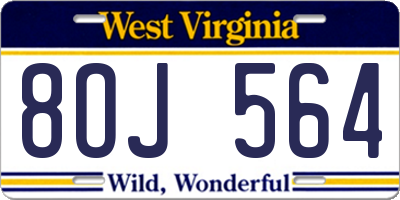 WV license plate 8OJ564