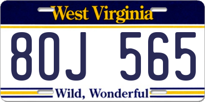 WV license plate 8OJ565