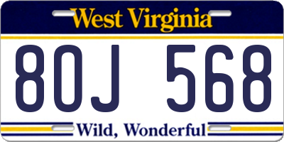 WV license plate 8OJ568