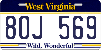 WV license plate 8OJ569
