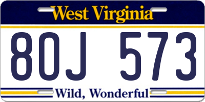 WV license plate 8OJ573