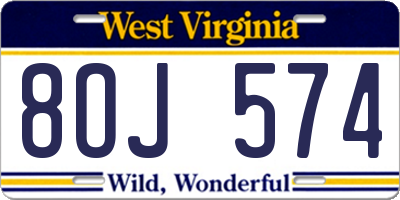 WV license plate 8OJ574