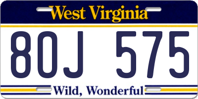 WV license plate 8OJ575