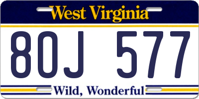 WV license plate 8OJ577