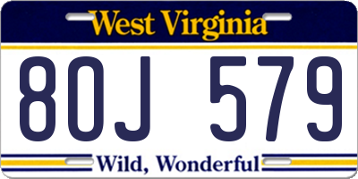 WV license plate 8OJ579