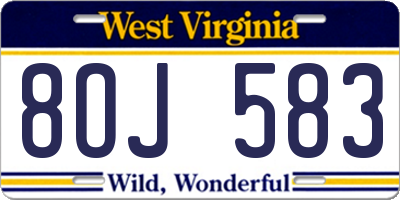 WV license plate 8OJ583