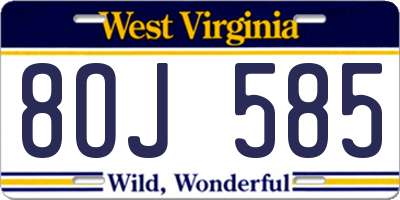 WV license plate 8OJ585