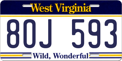 WV license plate 8OJ593