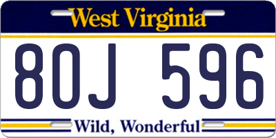 WV license plate 8OJ596