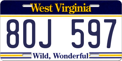WV license plate 8OJ597