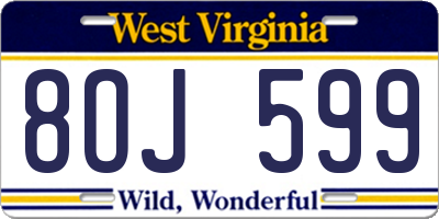 WV license plate 8OJ599
