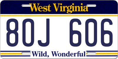 WV license plate 8OJ606