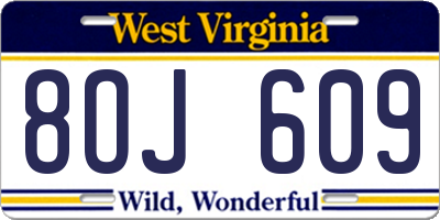 WV license plate 8OJ609