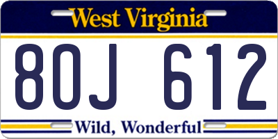 WV license plate 8OJ612