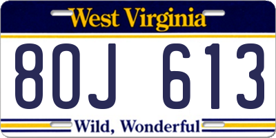WV license plate 8OJ613