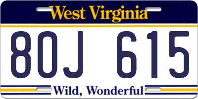 WV license plate 8OJ615