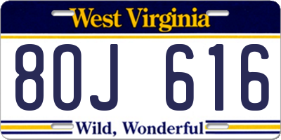 WV license plate 8OJ616