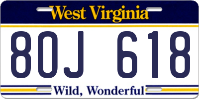 WV license plate 8OJ618