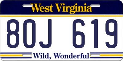 WV license plate 8OJ619