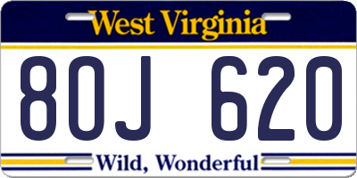 WV license plate 8OJ620