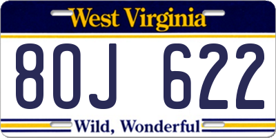 WV license plate 8OJ622