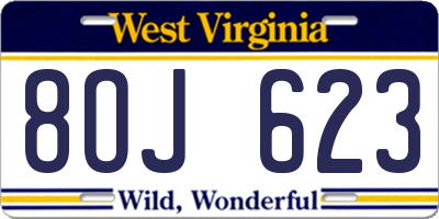 WV license plate 8OJ623