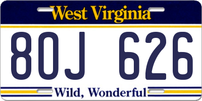WV license plate 8OJ626