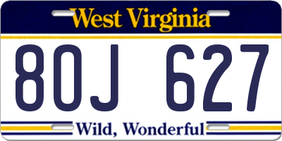 WV license plate 8OJ627