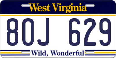 WV license plate 8OJ629