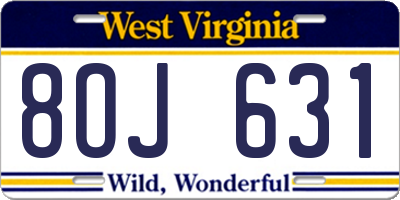 WV license plate 8OJ631