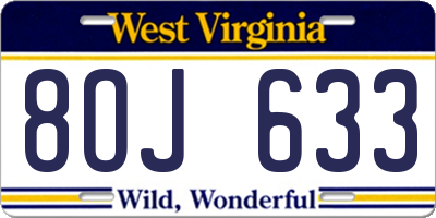 WV license plate 8OJ633