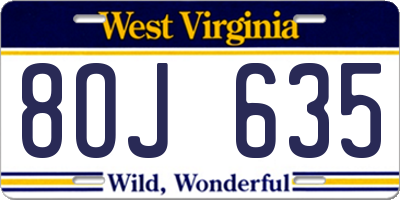 WV license plate 8OJ635