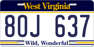 WV license plate 8OJ637