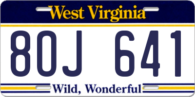 WV license plate 8OJ641