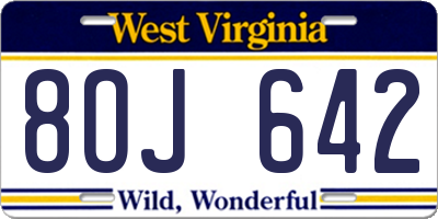 WV license plate 8OJ642