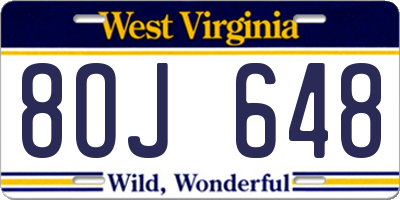 WV license plate 8OJ648