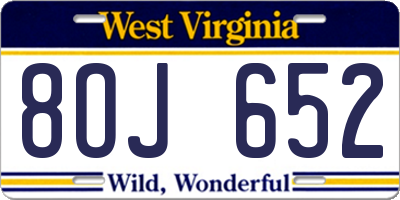 WV license plate 8OJ652
