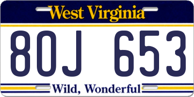 WV license plate 8OJ653