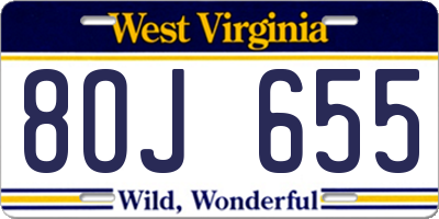 WV license plate 8OJ655
