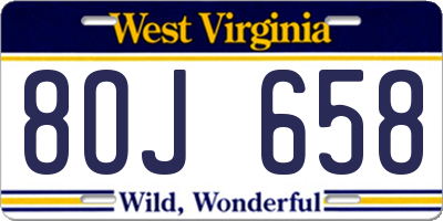 WV license plate 8OJ658