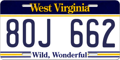 WV license plate 8OJ662